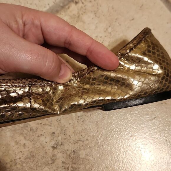 Sam Edelman "Felicia" Gold Snakeskin-Print Ballet Flats Size 9.5 - Picture 10 of 11